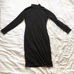 Turtleneck Ribbed Midi Dress